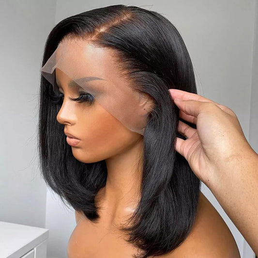 Natural Color Handwoven Human Hair Bob Lace Wig