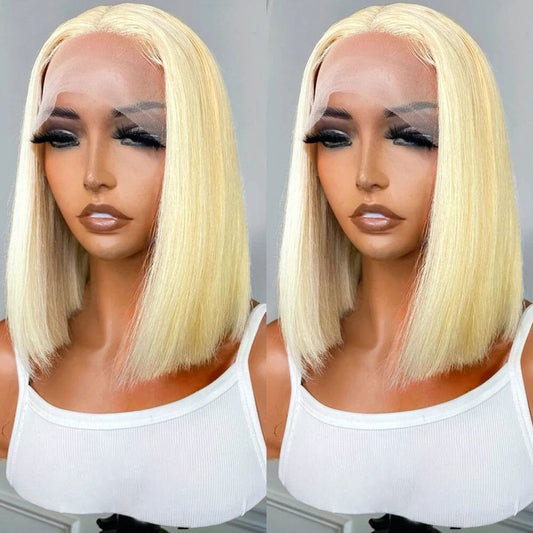 Lace Front Handwoven Blonde Human Hair Bob Wig