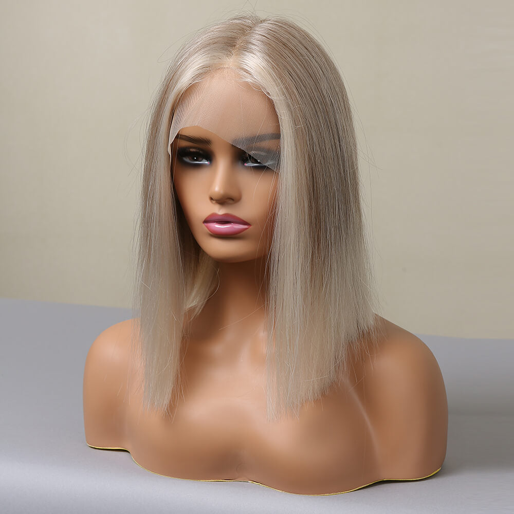 Middle Score Short BOBO Straight Hair Handwoven  5*1 Japanese Fiber Lace Wig