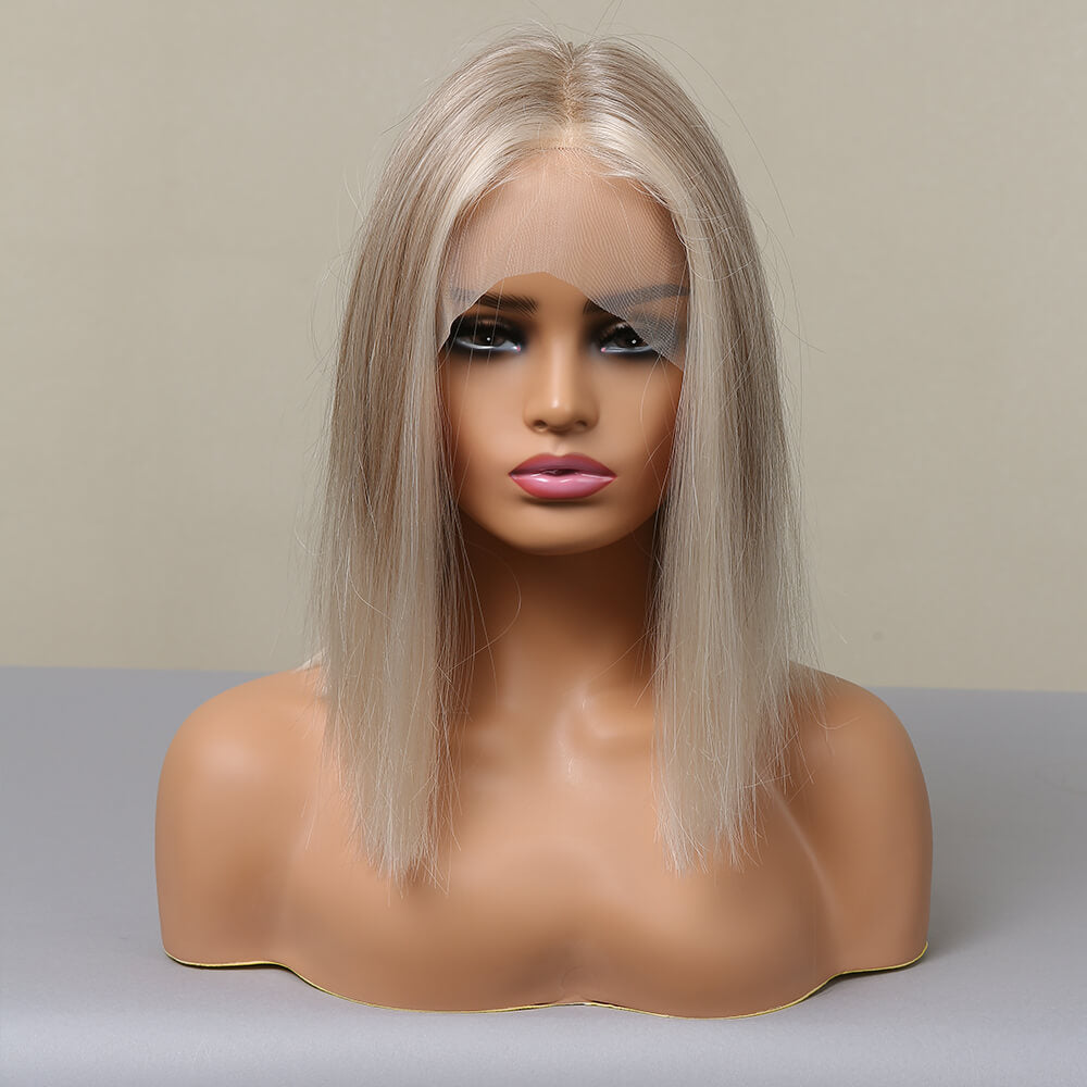 Middle Score Short BOBO Straight Hair Handwoven  5*1 Japanese Fiber Lace Wig