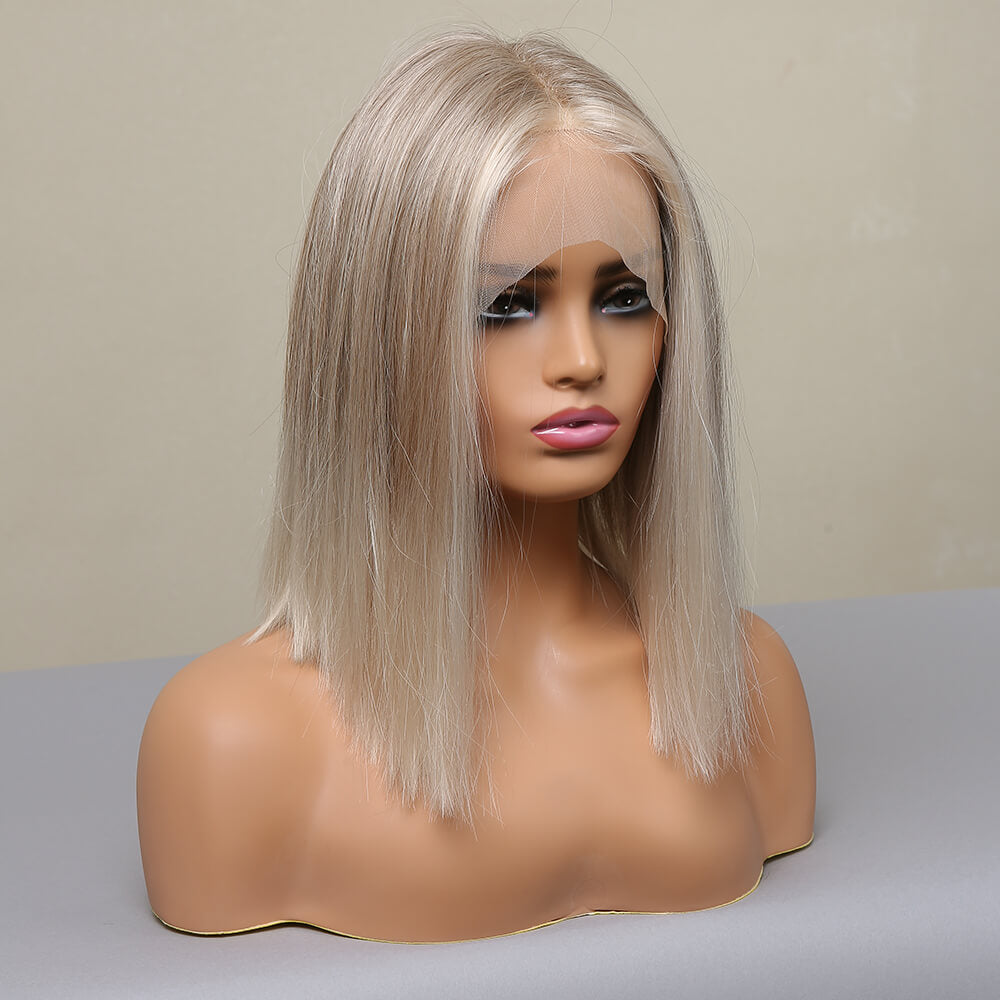 Middle Score Short BOBO Straight Hair Handwoven  5*1 Japanese Fiber Lace Wig