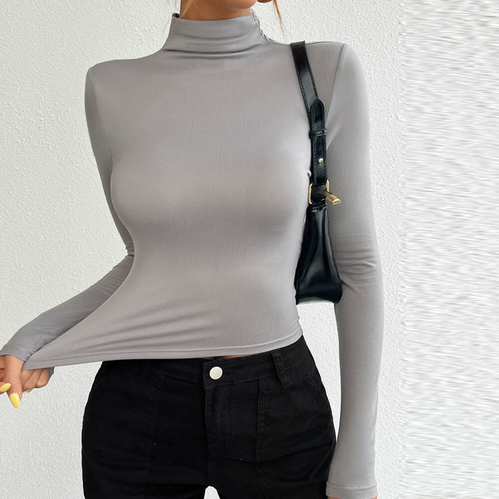 High Neck Long Sleeve Fitting Shirt