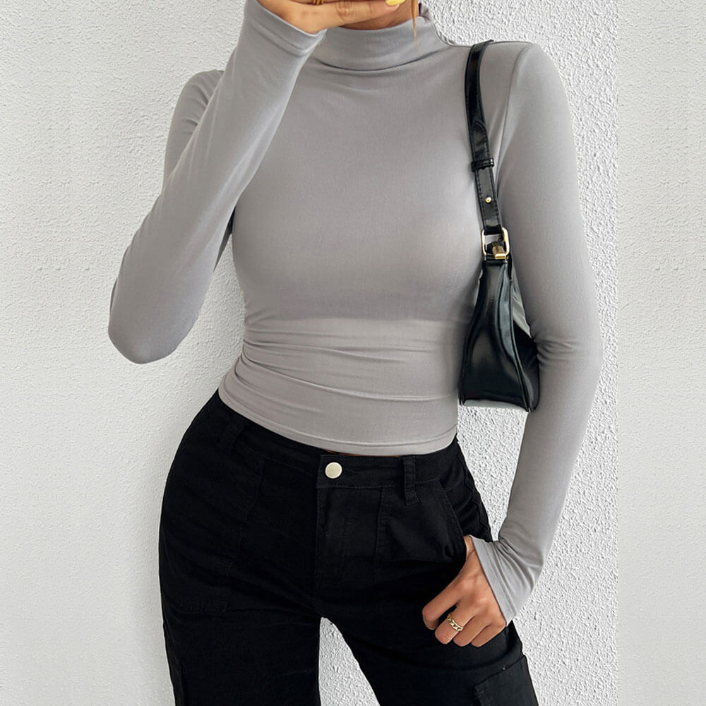 High Neck Long Sleeve Fitting Shirt