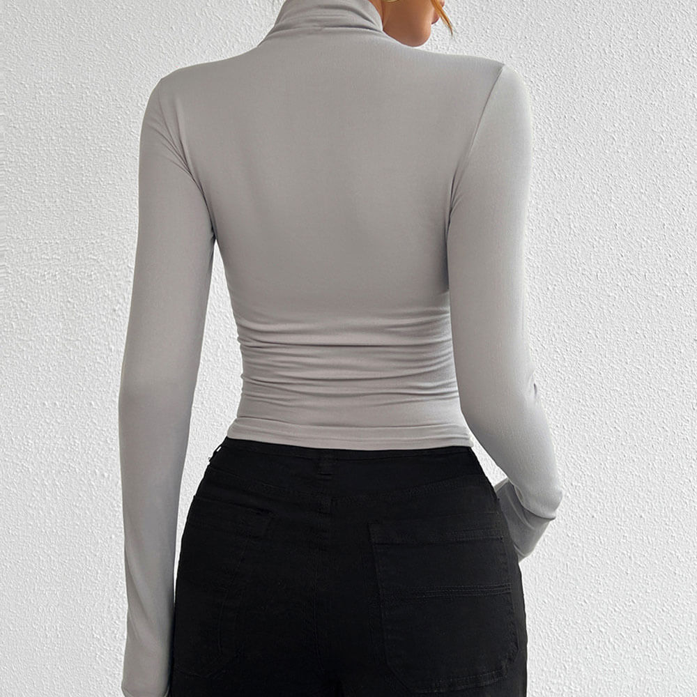 High Neck Long Sleeve Fitting Shirt